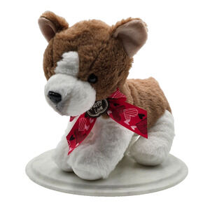 Dog Puppy Stuffed Plush Animal Standing Valentines Day 11" Brown White